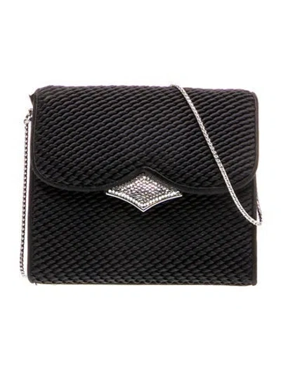Pre-owned Judith Leiber Satin Portfolio In Black