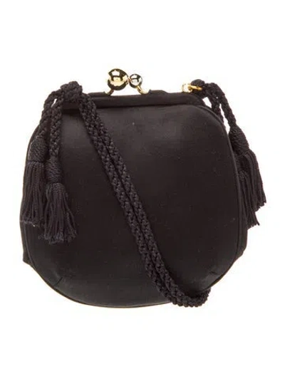 Pre-owned Judith Leiber Satin Shoulder Bag In Black
