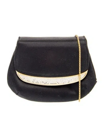 Pre-owned Judith Leiber Satin Shoulder Bag In Black