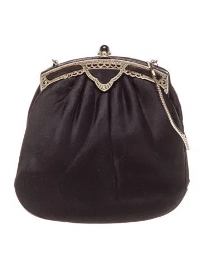 Pre-owned Judith Leiber Satin Shoulder Bag In Black