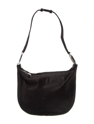 Pre-owned Judith Leiber Satin Shoulder Bag In Black
