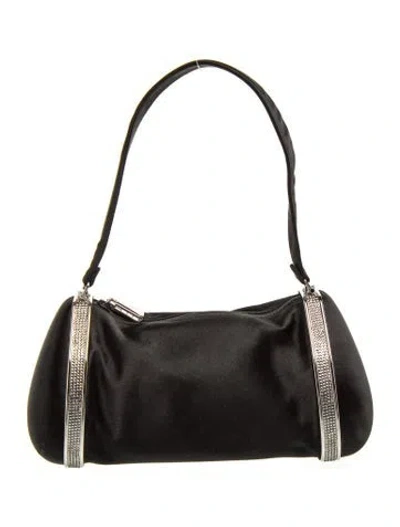 Pre-owned Judith Leiber Satin Shoulder Bag In Black