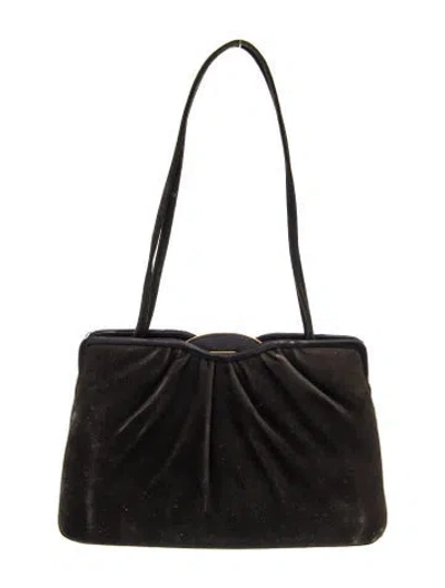 Pre-owned Judith Leiber Satin Shoulder Bag In Black
