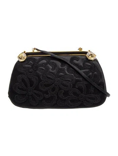 Pre-owned Judith Leiber Satin Shoulder Bag In Black