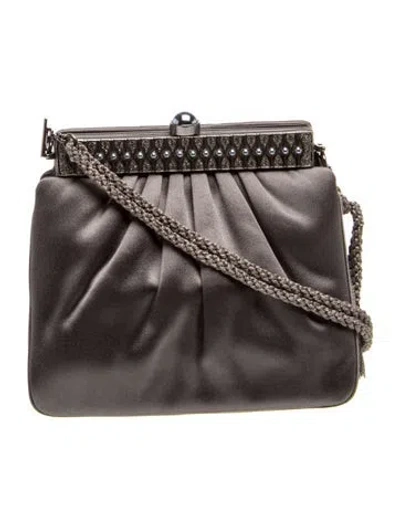 Pre-owned Judith Leiber Satin Shoulder Bag In Gray