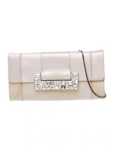 Pre-owned Judith Leiber Satin Shoulder Bag In Neutral