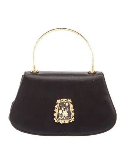 Pre-owned Judith Leiber Satin Top Handle Bag In Black
