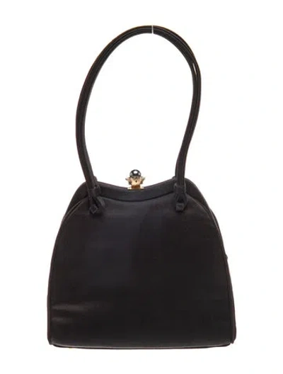 Pre-owned Judith Leiber Satin Top Handle Bag In Black
