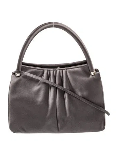 Pre-owned Judith Leiber Satin Top Handle Bag In Grey