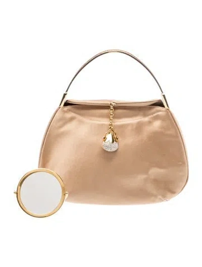 Pre-owned Judith Leiber Satin Top Handle Bag In Neutral