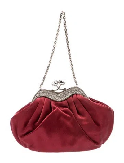 Pre-owned Judith Leiber Satin Top Handle Bag In Red