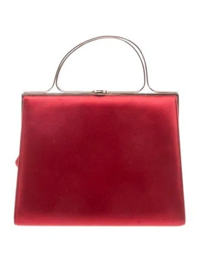 Pre-owned Judith Leiber Satin Top Handle Bag In Red