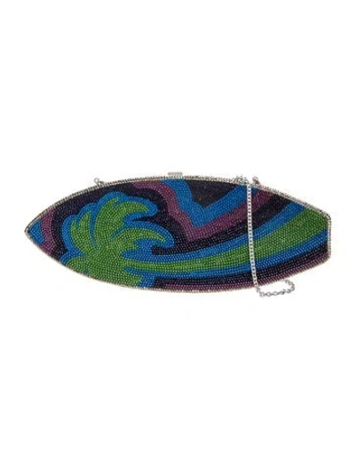 Pre-owned Judith Leiber Sequins Bali Masque Mini In Blue