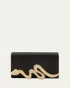 Judith Leiber Serpent Satin Clutch Bag In Champagne Black