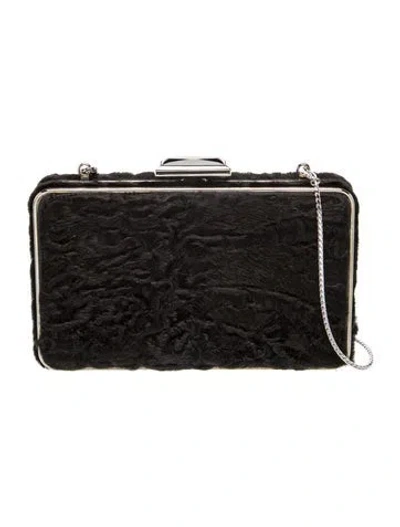 Pre-owned Judith Leiber Shearling Minaudière In Black
