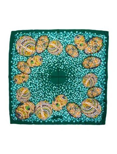 Pre-owned Judith Leiber Silk Printed Shawl In Green