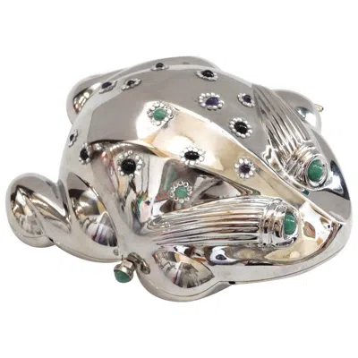 Pre-owned Judith Leiber Silver Bullfrog Miniaudiere, 1980s