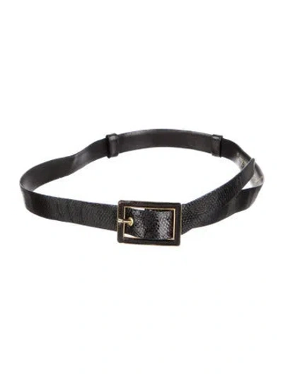 Pre-owned Judith Leiber Skinny Leather Belt In Black