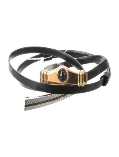Pre-owned Judith Leiber Skinny Leather Belt In Black