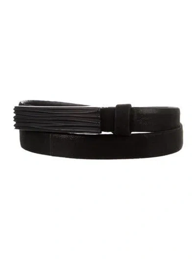 Pre-owned Judith Leiber Skinny Leather Belt In Black