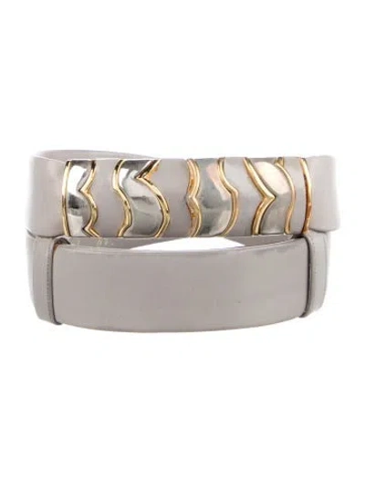 Pre-owned Judith Leiber Skinny Leather Belt In Gray