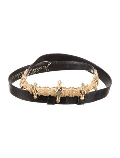 Pre-owned Judith Leiber Skinny Leather Belt In Multi
