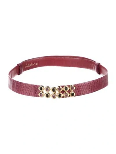 Pre-owned Judith Leiber Skinny Leather Belt In Purple