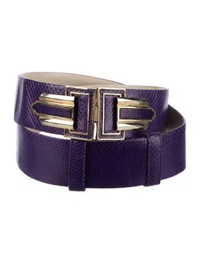 Pre-owned Judith Leiber Skinny Leather Belt In Purple