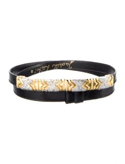 Pre-owned Judith Leiber Skinny Leather Waist Belt In Black