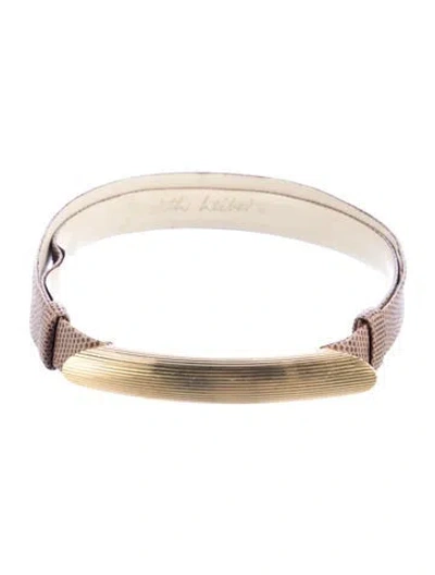 Pre-owned Judith Leiber Skinny Leather Waist Belt In Brown