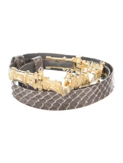 Pre-owned Judith Leiber Skinny Leather Waist Belt In Green