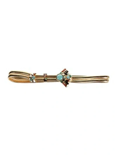 Pre-owned Judith Leiber Skinny Metal Belt In Gold