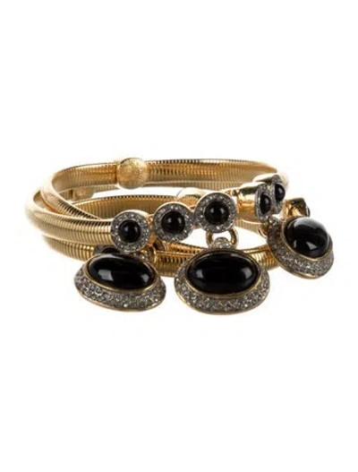 Pre-owned Judith Leiber Skinny Metal Belt In Gold