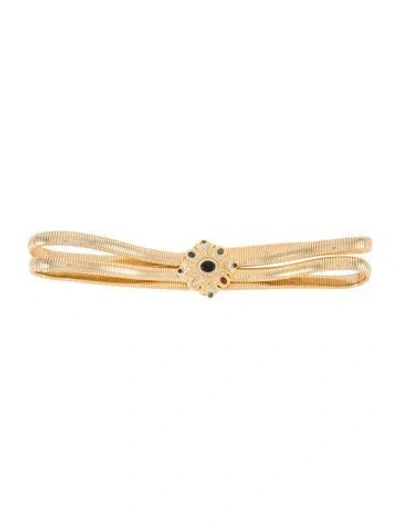 Pre-owned Judith Leiber Skinny Metal Belt In Gold