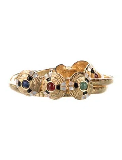 Pre-owned Judith Leiber Skinny Metal Belt In Gold/metallic