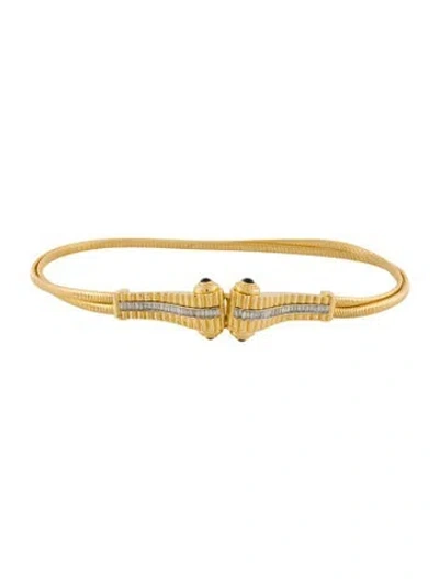 Pre-owned Judith Leiber Skinny Metal Chain-link Belt In Gold