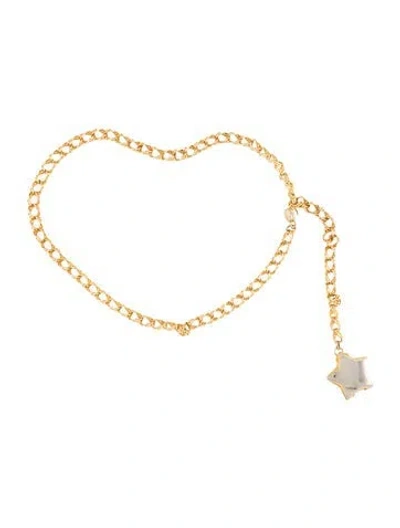 Pre-owned Judith Leiber Skinny Metal Chain-link Belt In Gold