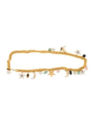 Pre-owned Judith Leiber Skinny Metal Waist Belt In Gold