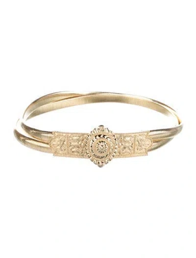 Pre-owned Judith Leiber Skinny Metal Waist Belt In Gold