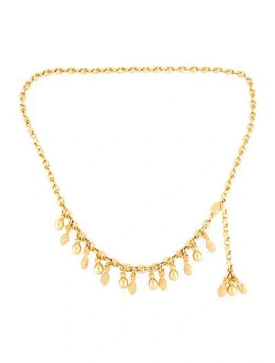 Pre-owned Judith Leiber Skinny Metal Waist Belt In Gold