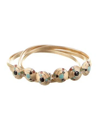 Pre-owned Judith Leiber Skinny Metal Waist Belt In Gold
