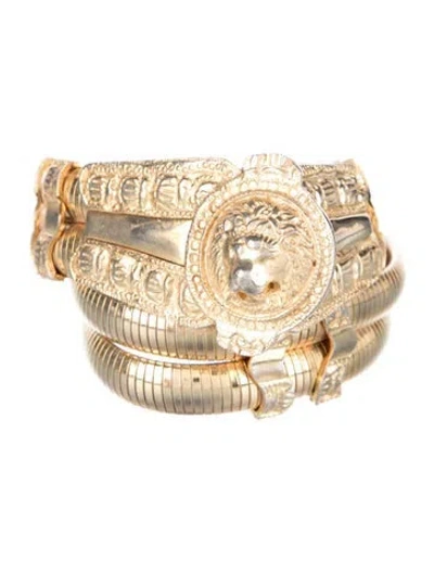 Pre-owned Judith Leiber Skinny Metal Waist Belt In Gold