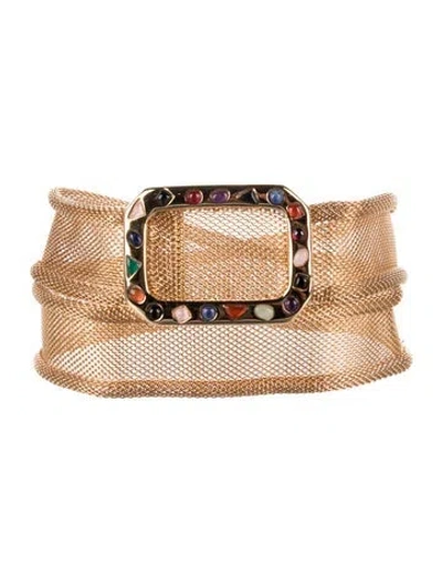Pre-owned Judith Leiber Skinny Metal Waist Belt In Gold