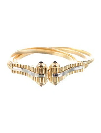 Pre-owned Judith Leiber Skinny Metal Waist Belt In Gold
