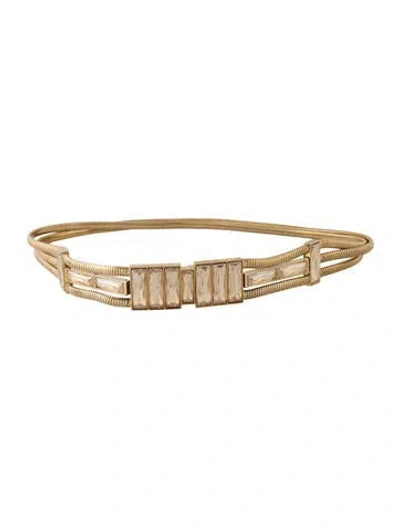 Pre-owned Judith Leiber Skinny Metal Waist Belt In Gold