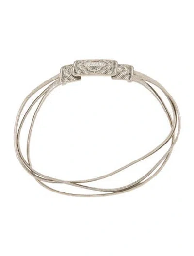 Pre-owned Judith Leiber Skinny Metal Waist Belt In Silver