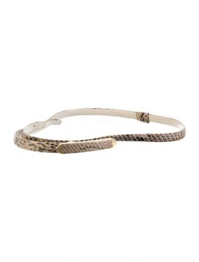 Pre-owned Judith Leiber Skinny Snakeskin Belt In Multi