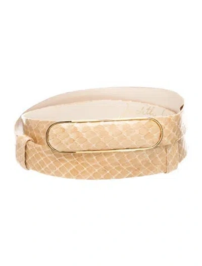 Pre-owned Judith Leiber Skinny Snakeskin Waist Belt In Neutrals