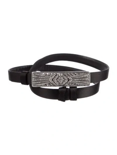 Pre-owned Judith Leiber Skinny Suede Belt In Black
