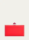 Judith Leiber Skylar Satin Clutch Bag In Silver Crimson